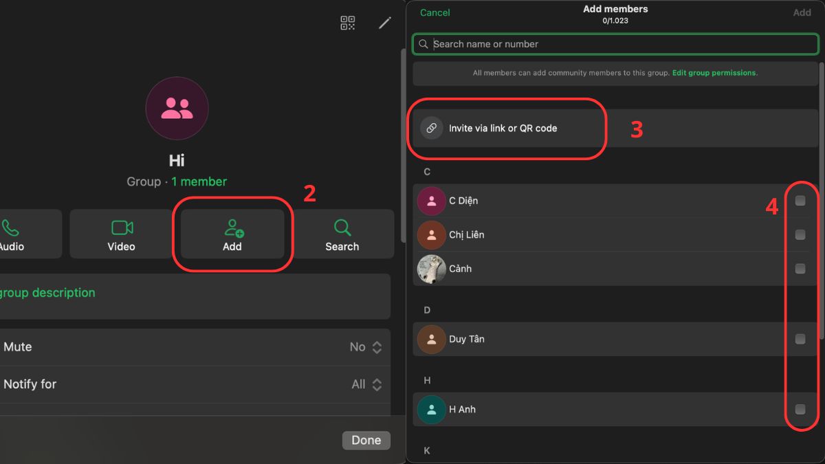 Cách quản lý nhóm trên WhatsApp - xóa và thêm thành viên - bước 2