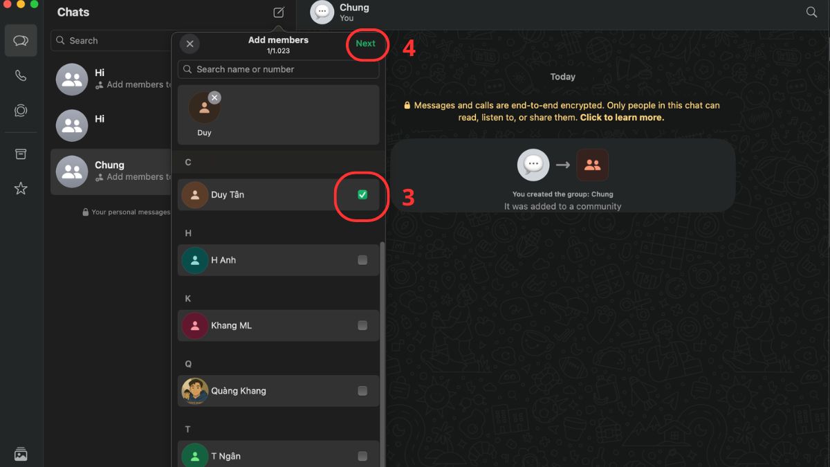 Cách tạo nhóm trên WhatsApp trên máy tính - bước 2
