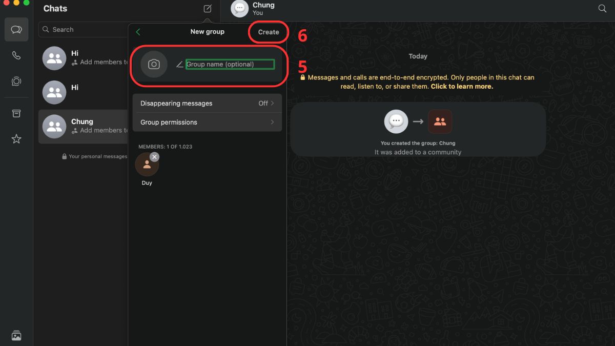 Cách tạo nhóm trên WhatsApp trên máy tính - bước 3