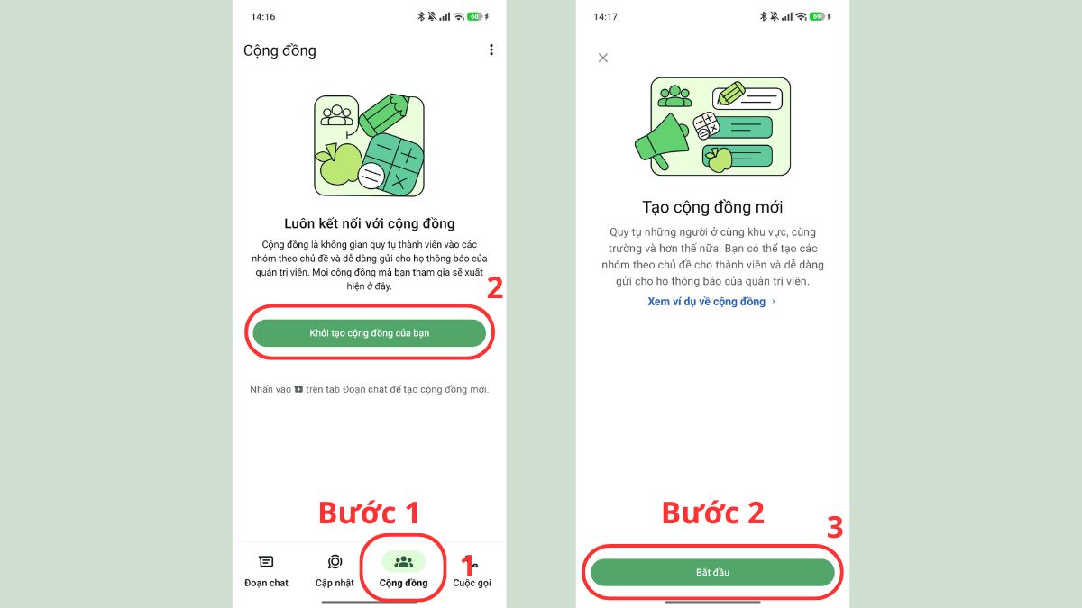 Cách tạo nhóm cộng đồng trên WhatsApp - bước 1,2