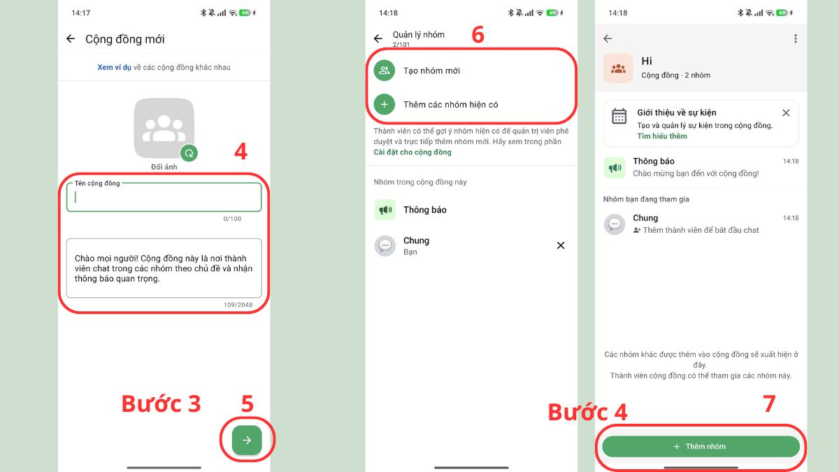 Cách tạo nhóm cộng đồng trên WhatsApp - bước 3,4