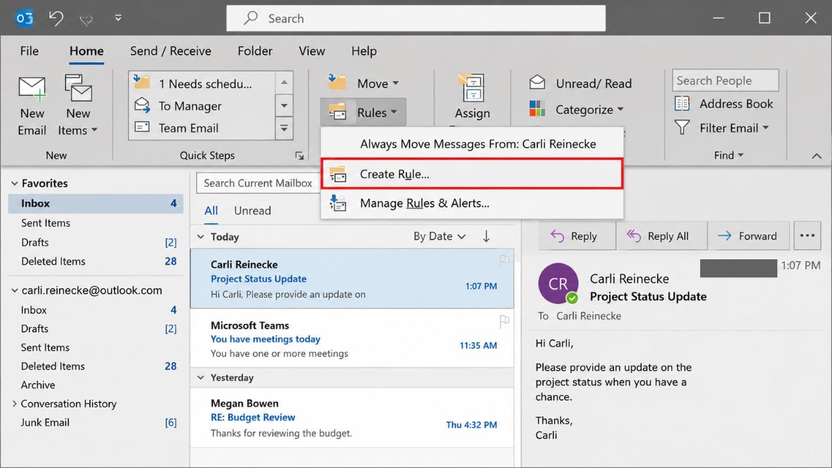 Rule trong Outlook là gì?