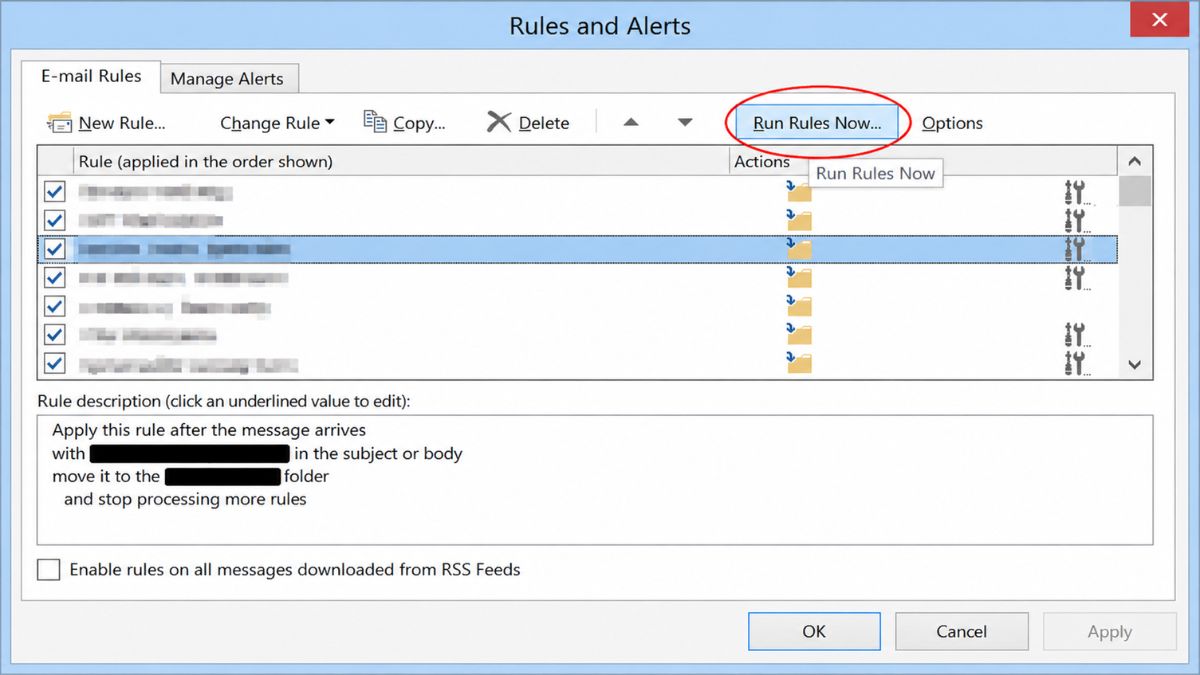 Các lỗi thường gặp khi tạo rule trong Outlook do lỗi bộ lọc