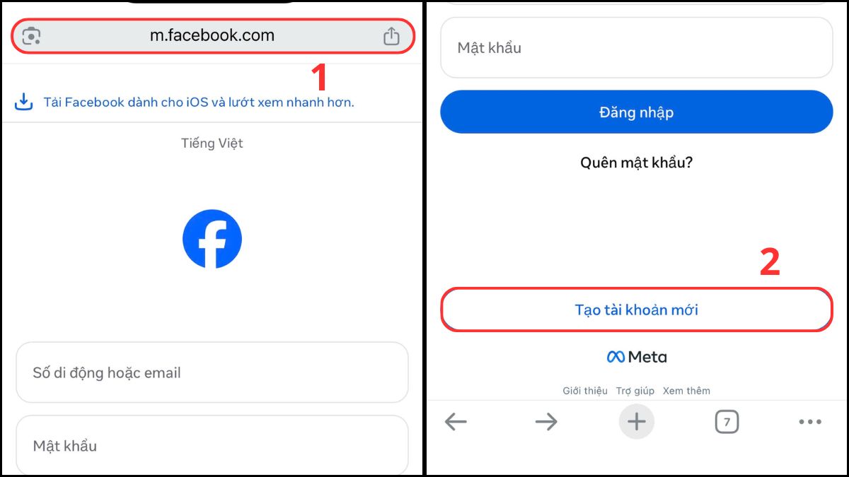 Cách lập tài khoản Facebook trên trình duyệt web - bước 1