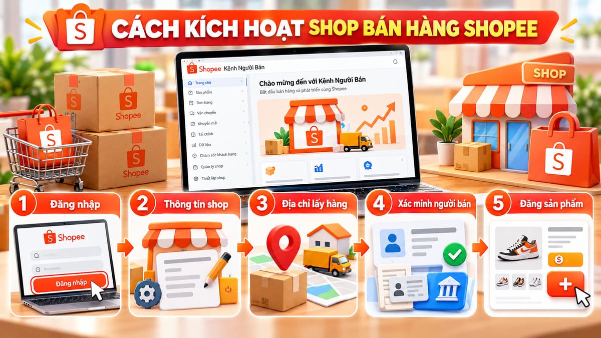 Cách kích hoạt tài khoản Shopee bán hàng