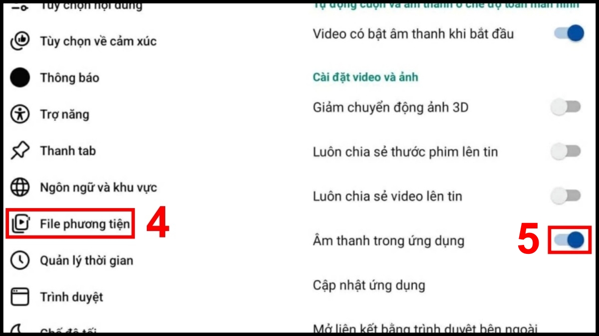 Hướng dẫn cách tắt âm thanh khi like trên Facebook bằng android - bước 2
