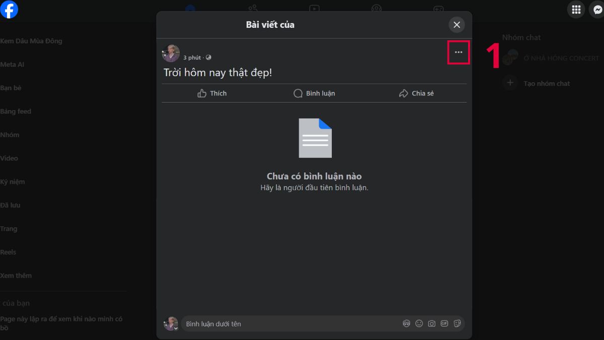 Cách tắt bình luận bài viết cụ thể trên Facebook - bước 1