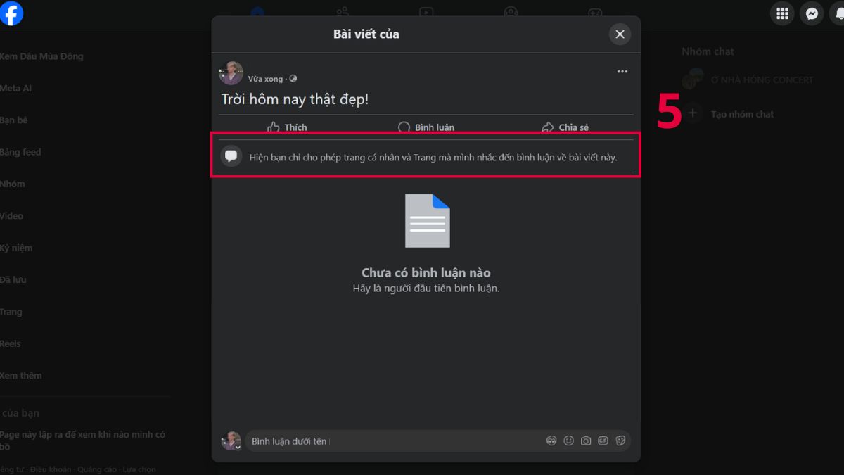 Cách tắt bình luận bài viết cụ thể trên Facebook - bước 4