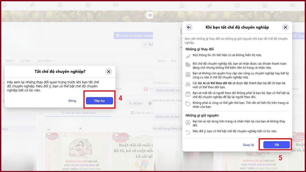 Cách tắt chế độ chuyên nghiệp trên Facebook bằng máy tính - bước 3