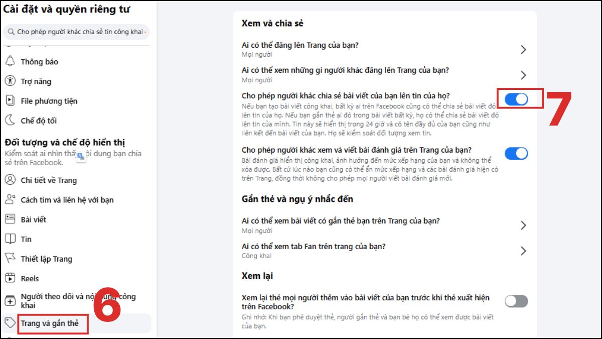Hướng dẫn cách chặn chia sẻ bài viết trên Fanpage Facebook - bước 3