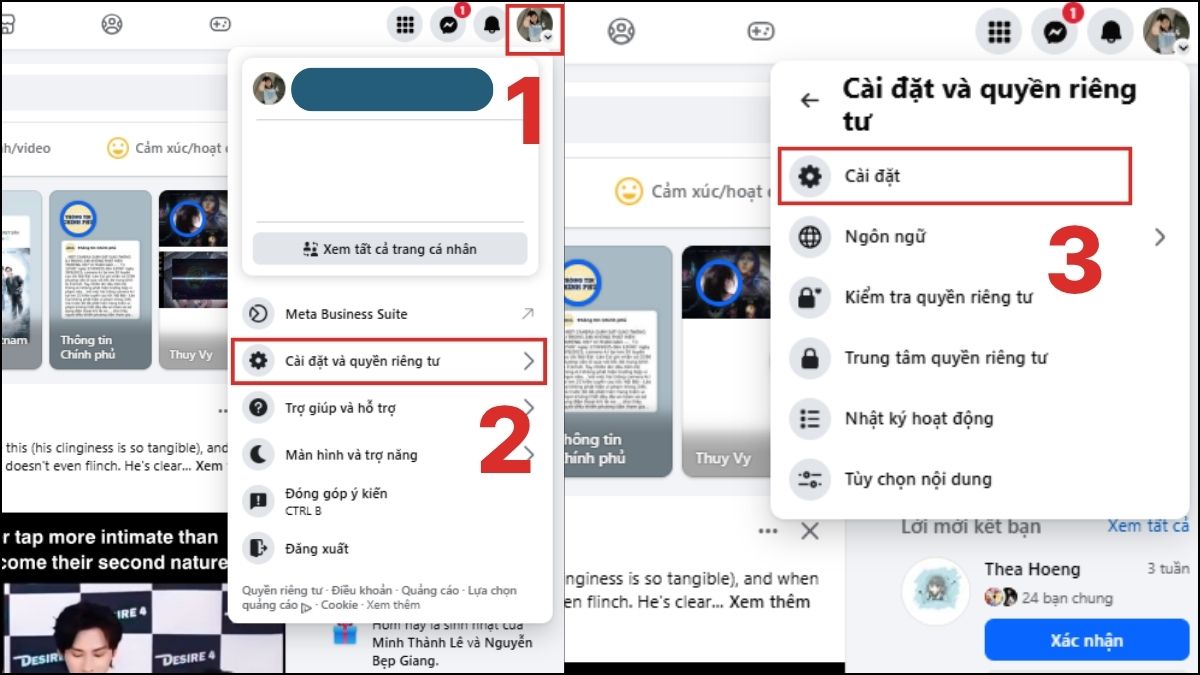 Cách tắt nút chia sẻ trên Facebook bằng máy tính - bước 1