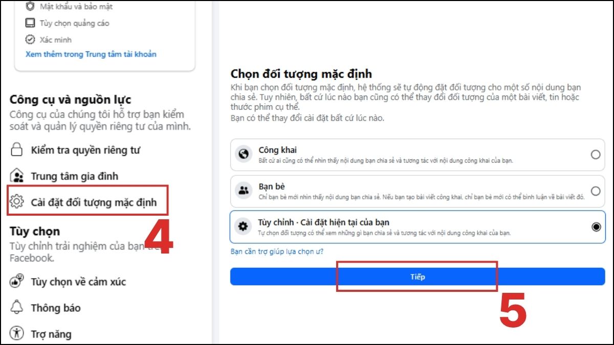 Cách tắt nút chia sẻ trên Facebook bằng máy tính - bước 2