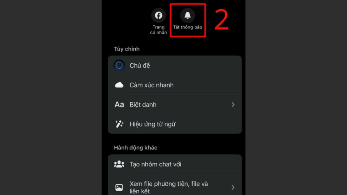 Cách tắt thông báo Messenger trên đối tượng hay nhóm cụ thể - bước 2