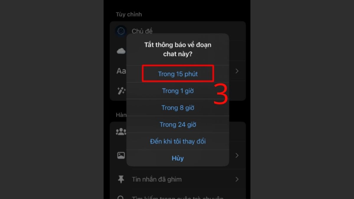 Cách tắt thông báo Messenger trên đối tượng hay nhóm cụ thể - bước 3