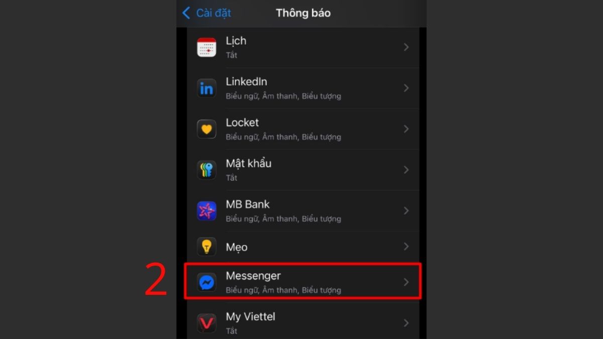 Cách tắt thông báo Messenger trên iOS - bước 2