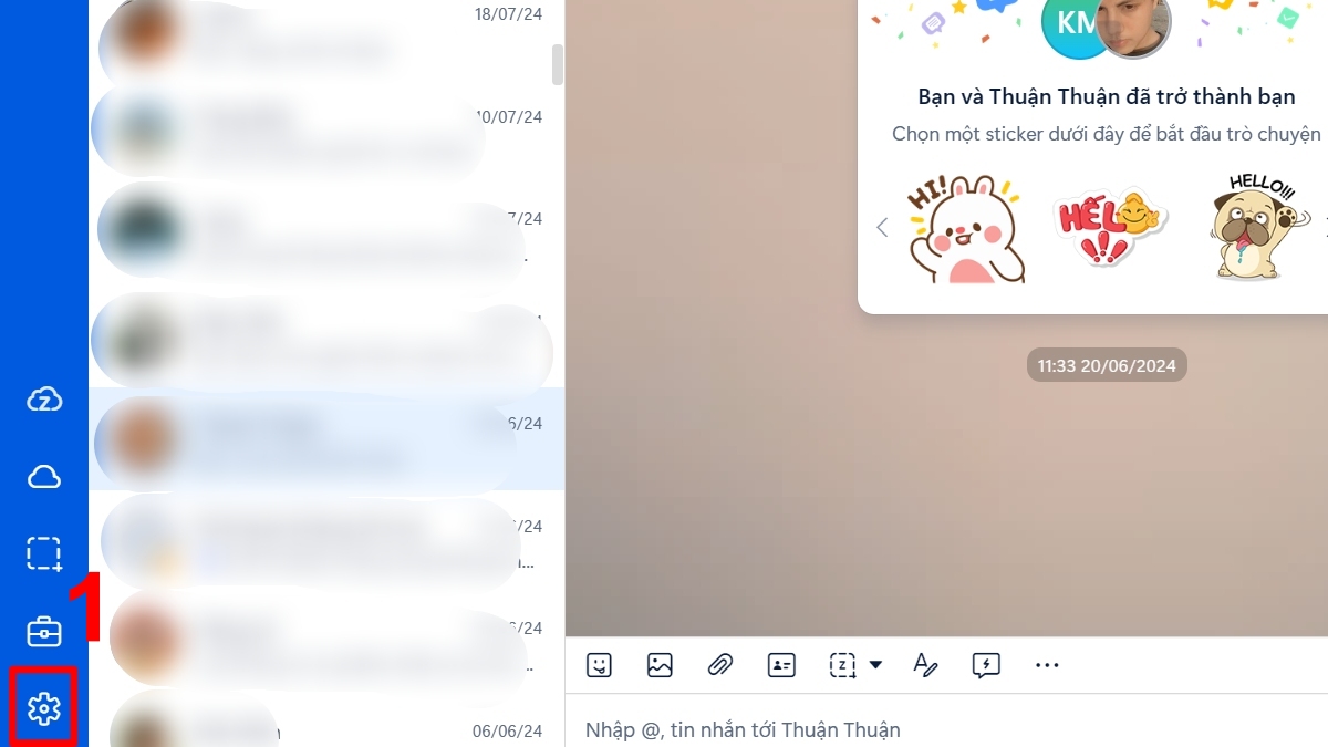 Tắt trạng thái online Zalo trên máy tính - bước 1