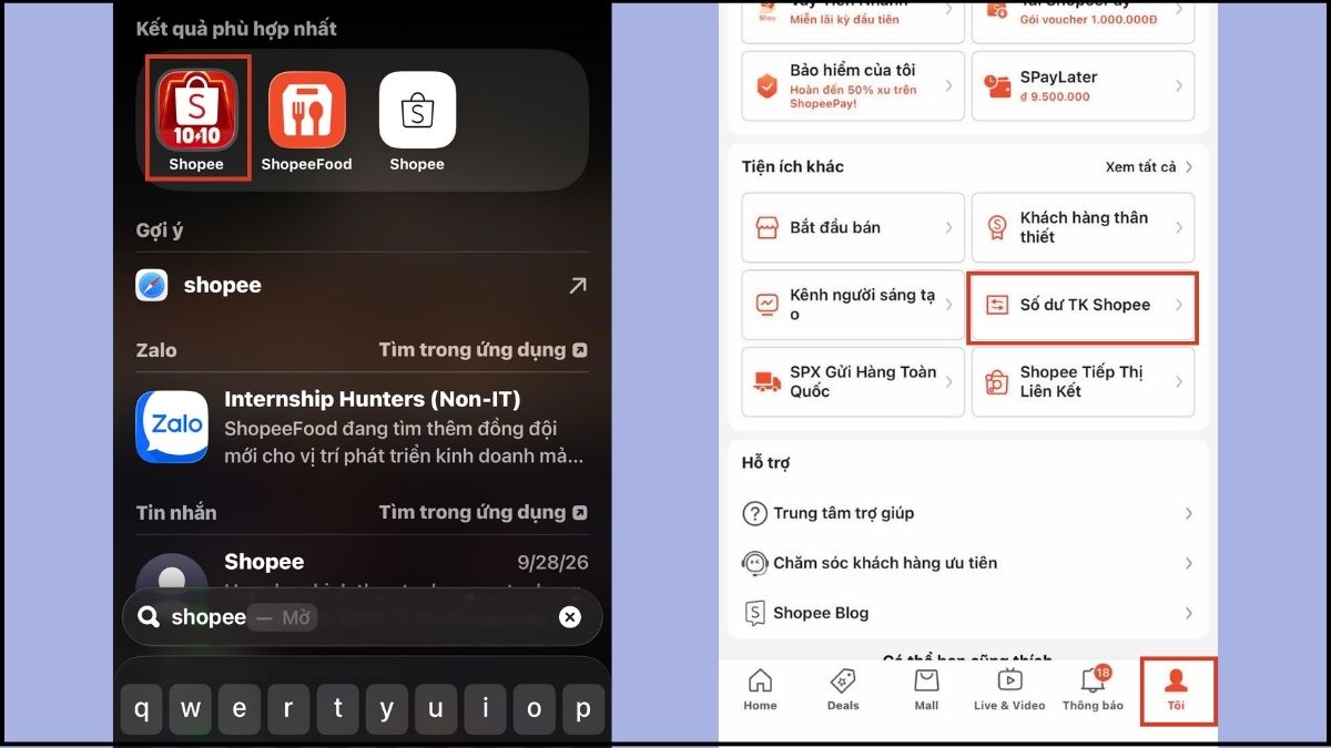 Cách rút Số dư TK Shopee về tài khoản ngân hàng để tiếp tục mua sắm - bước 1