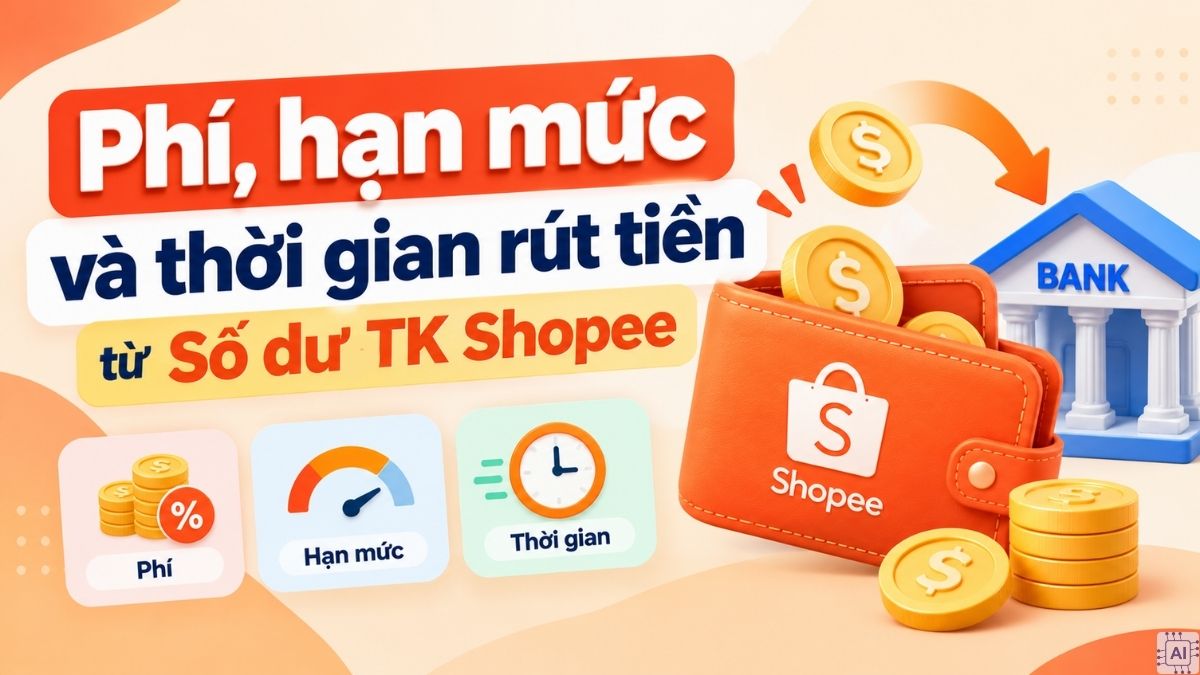 Phí, hạn mức và thời gian rút tiền từ Số dư TK Shopee