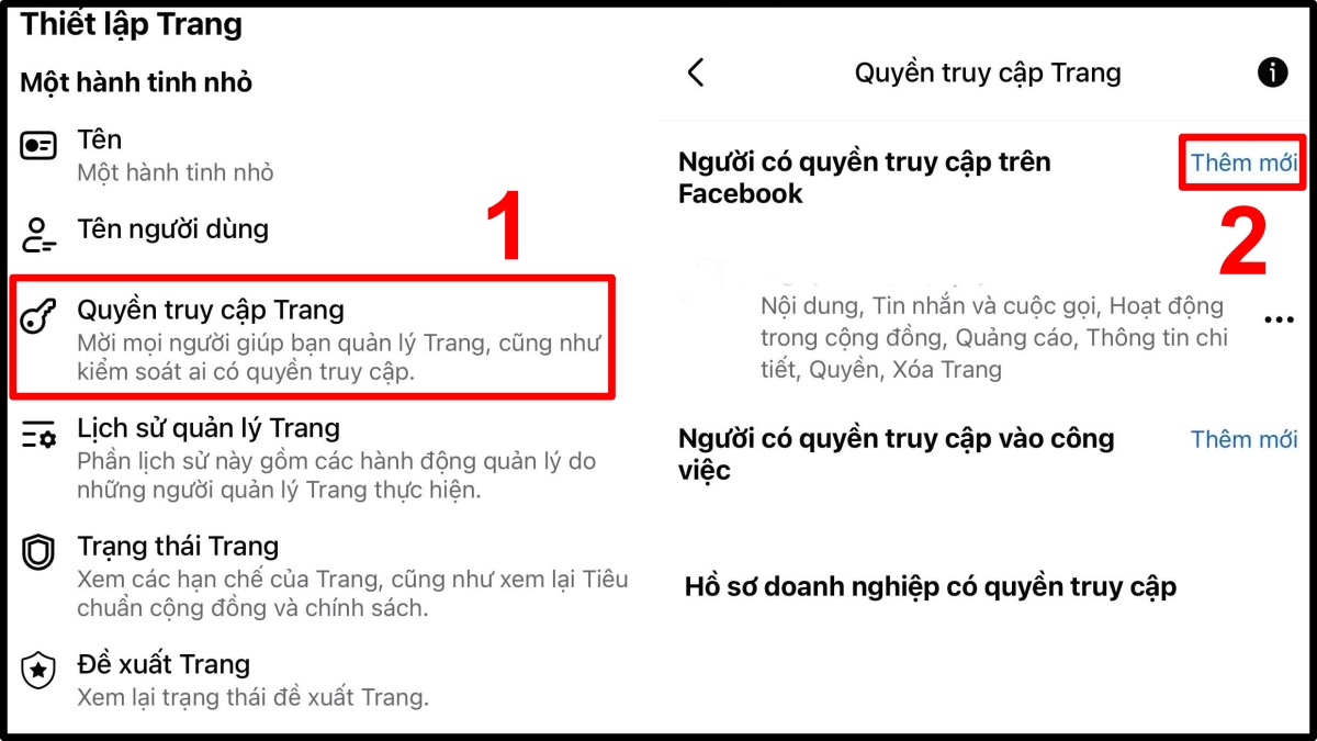 Cách chuyển giao quyền quản trị viên trên Facebook - bước 1,2