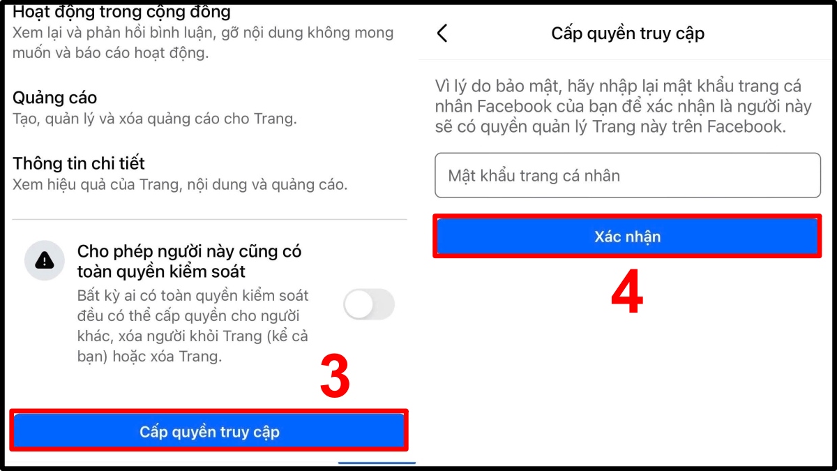Cách chuyển giao quyền quản trị viên trên Facebook - bước 3,4