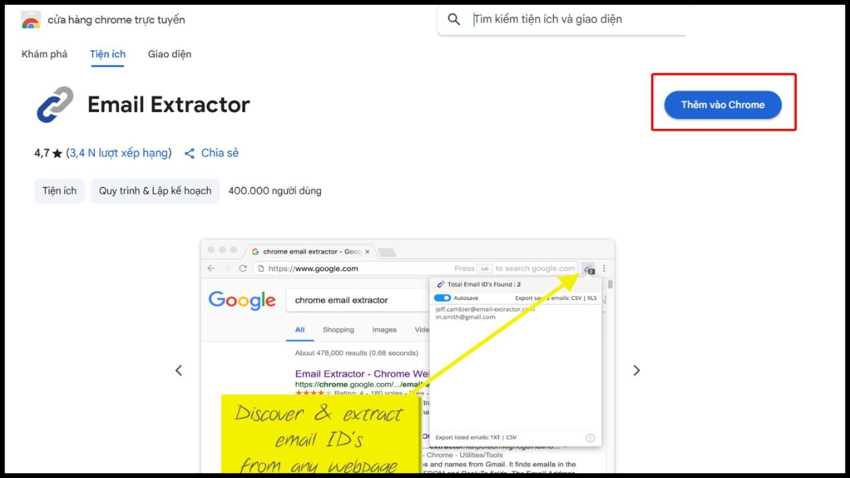 Cách xem email qua Facebook của người khác qua Email Extractor - bước 1