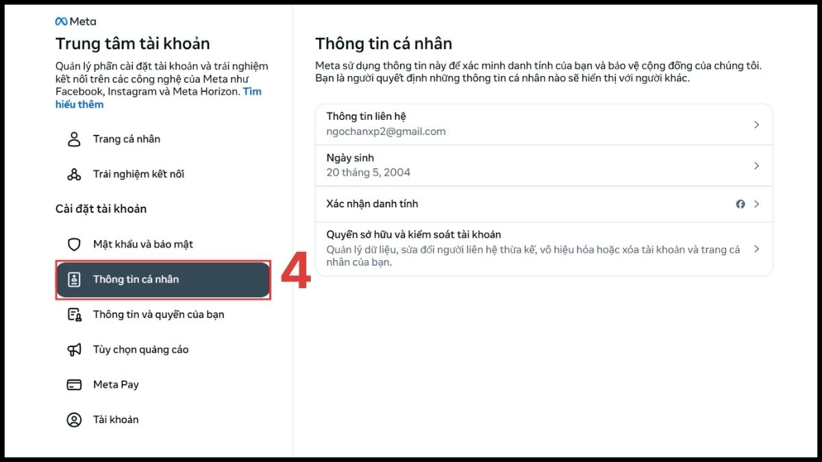 Tìm email Facebook trên máy tính - bước 4