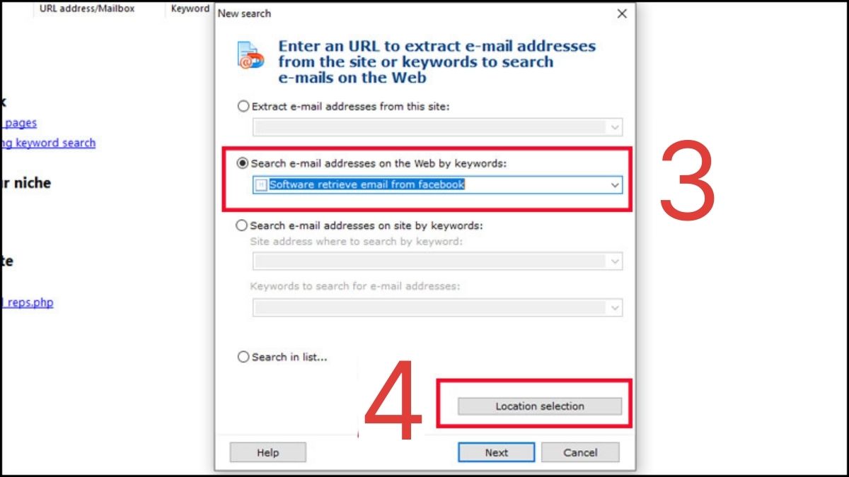 Cách xem email qua Facebook của người khác qua Atomic Email Hunter - bước 3