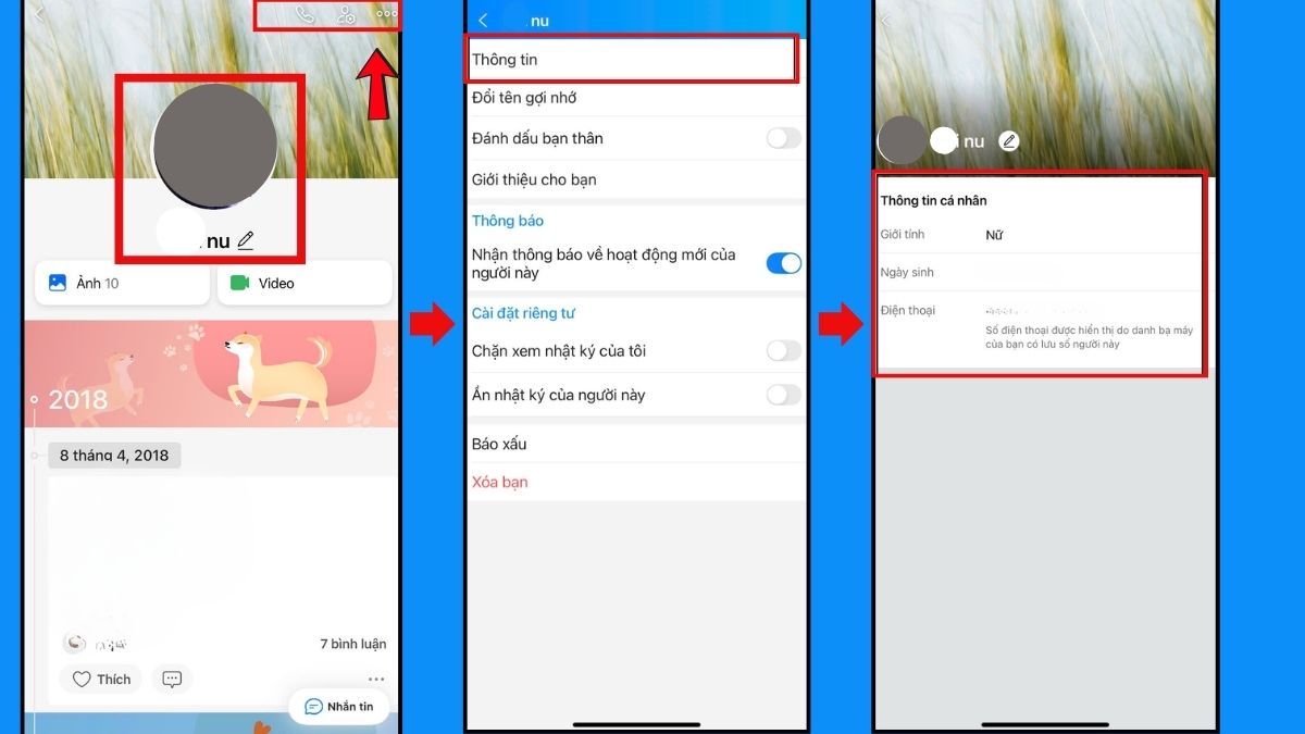 Cách tìm Facebook qua tên hiển thị trên Zalo - bước 3