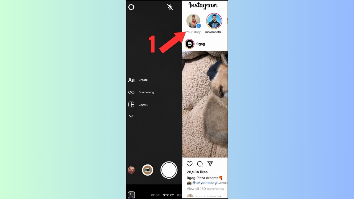 Hướng dẫn cách xem lại kho hiệu ứng trên Instagram - xem qua story - bước 1