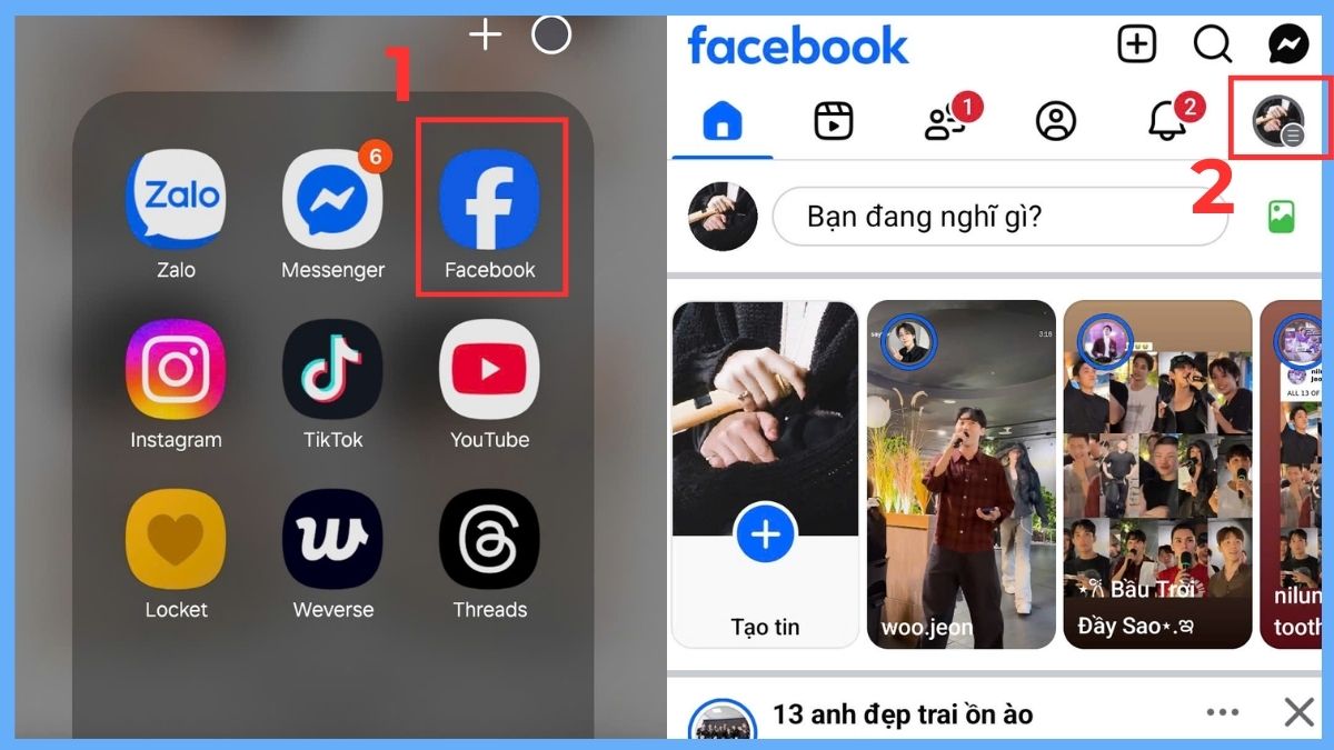 Cách xem kho lưu trữ tin trên Facebook trên điện thoại - bước 1