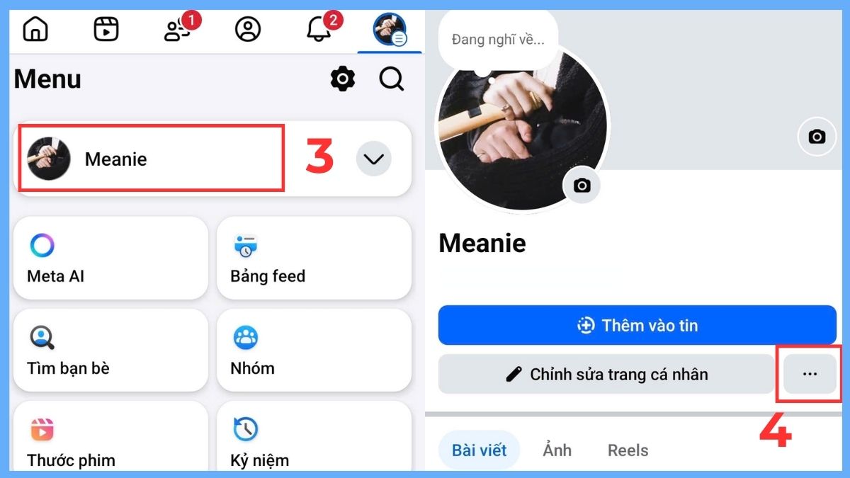 Cách xem kho lưu trữ tin trên Facebook trên điện thoại - bước 2