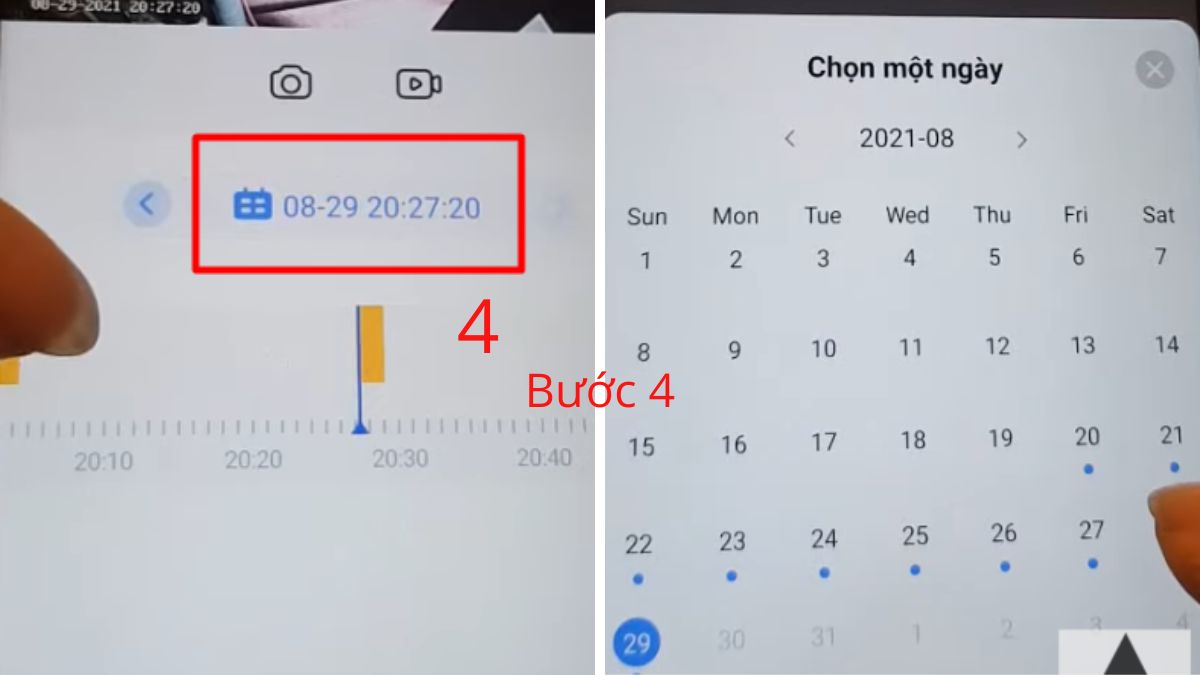 Cách xem lại lịch sử camera Ezviz trên điện thoại - bước 2,3,4
