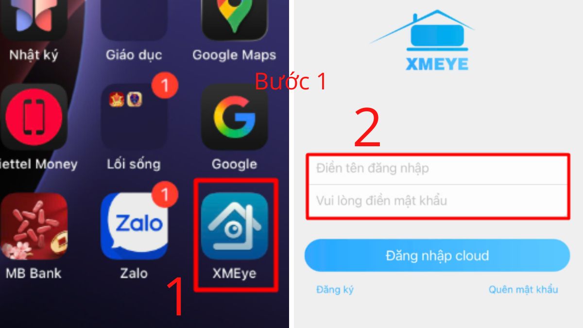 Cách xem lại lịch sử camera Samtech và Beco - bước 1