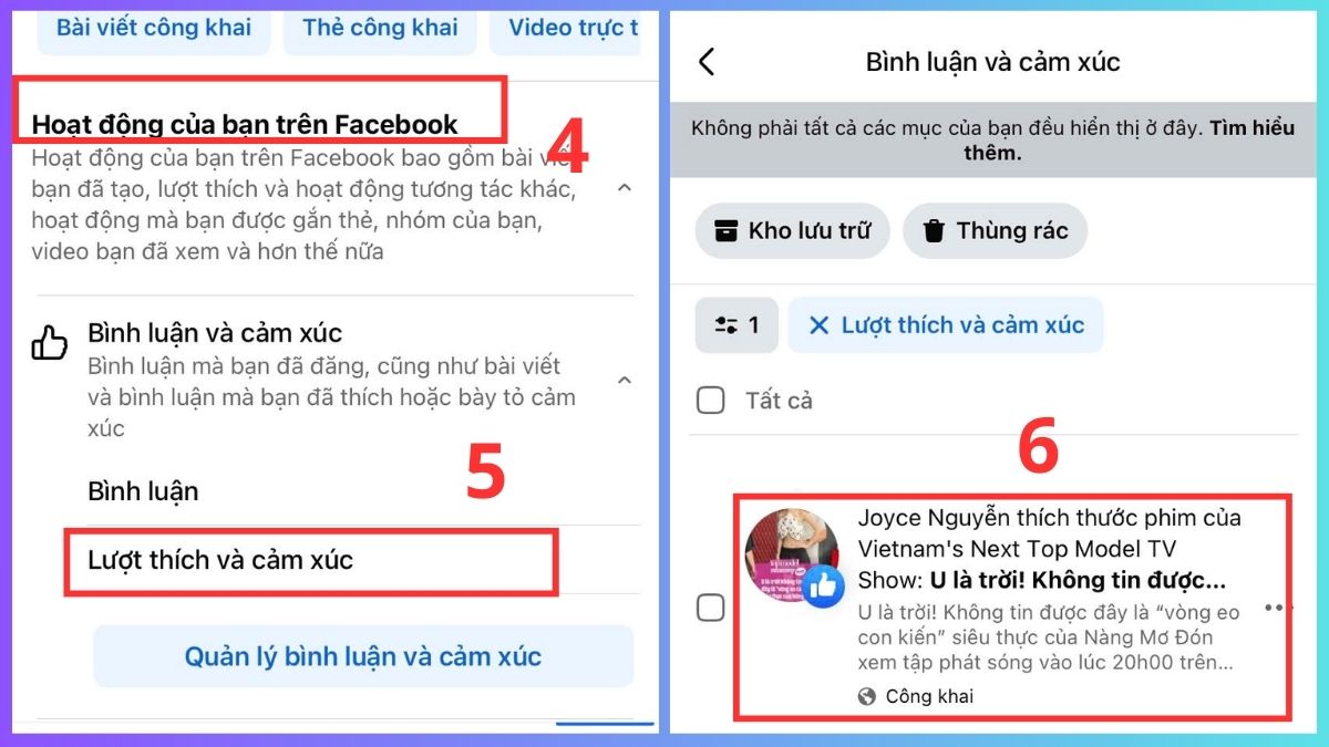 Cách xem lại Reels đã thích - bước 4,5