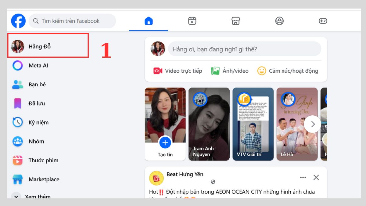 Cách xem lại story cũ trên Facebook bằng máy tính - bước 1