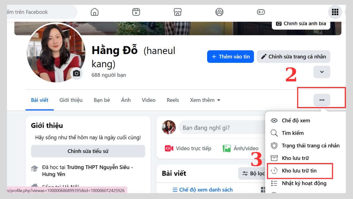 Cách xem lại story cũ trên Facebook bằng máy tính - bước 2