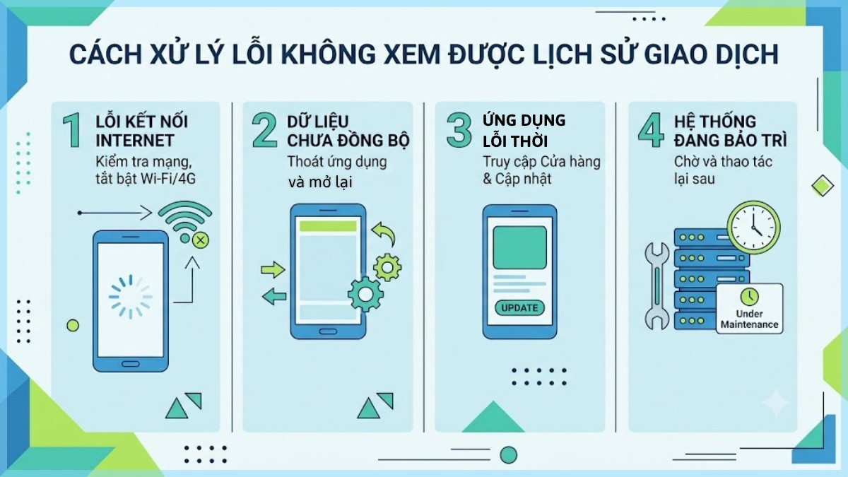 Cách xử lý lỗi không xem được lịch sử giao dịch