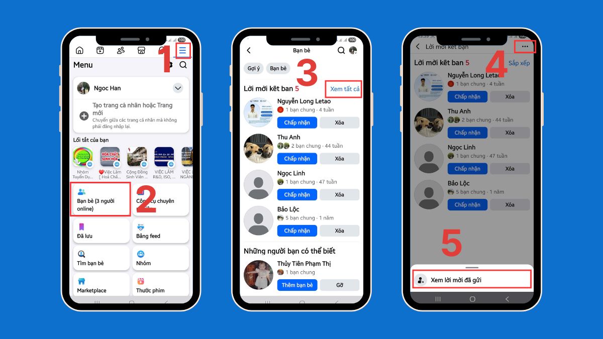 Cách xem lời mời kết bạn đã gửi trên Facebook bằng điện thoại