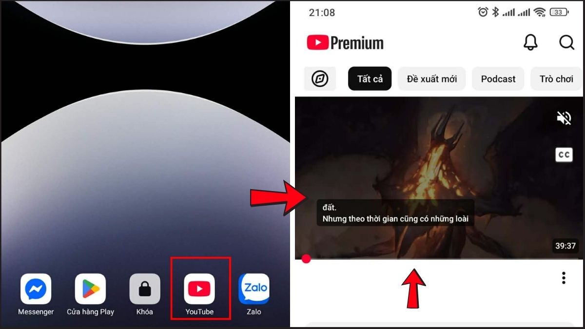 Download video Youtube về điện thoại android - bước 1,2