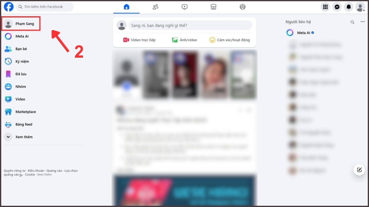 Cách xem trang cá nhân Facebook tư cách người khác trên máy tính - bước 2