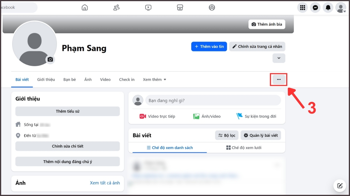 Cách xem trang cá nhân Facebook tư cách người khác trên máy tính - bước 3
