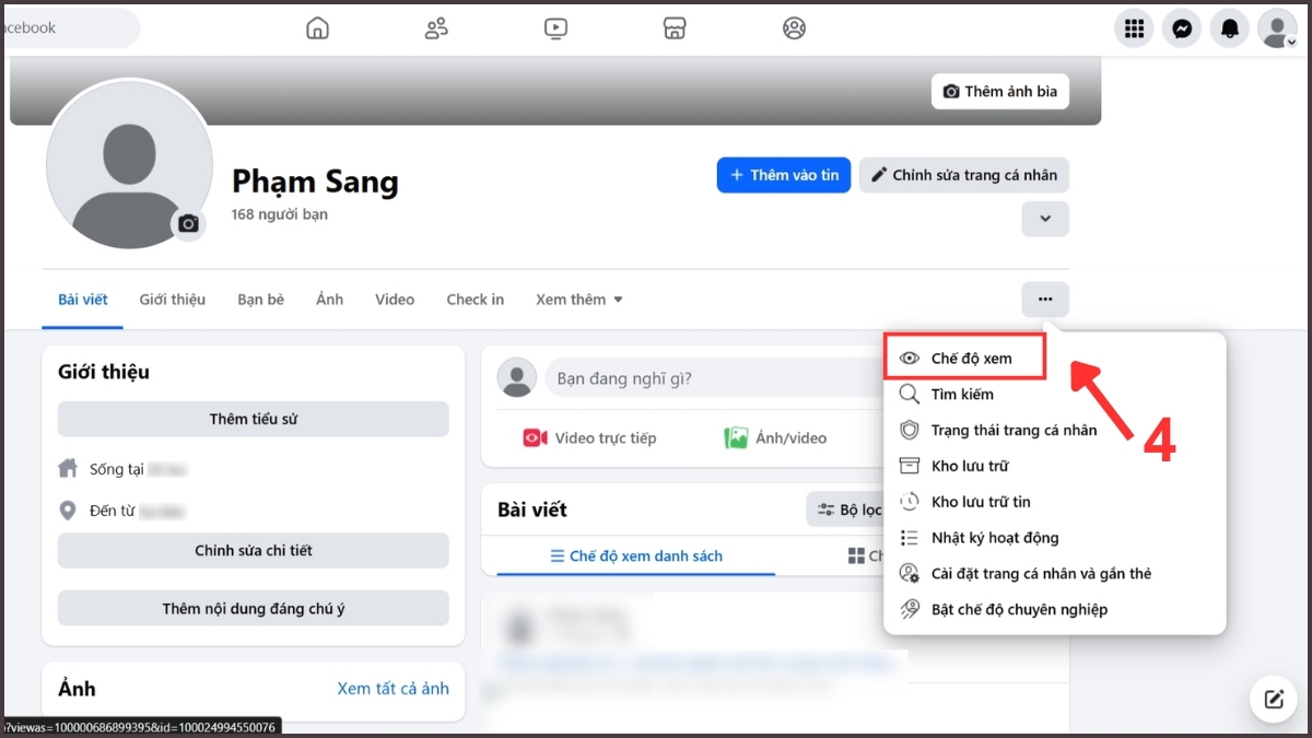 Cách xem trang cá nhân Facebook tư cách người khác trên máy tính - bước 4