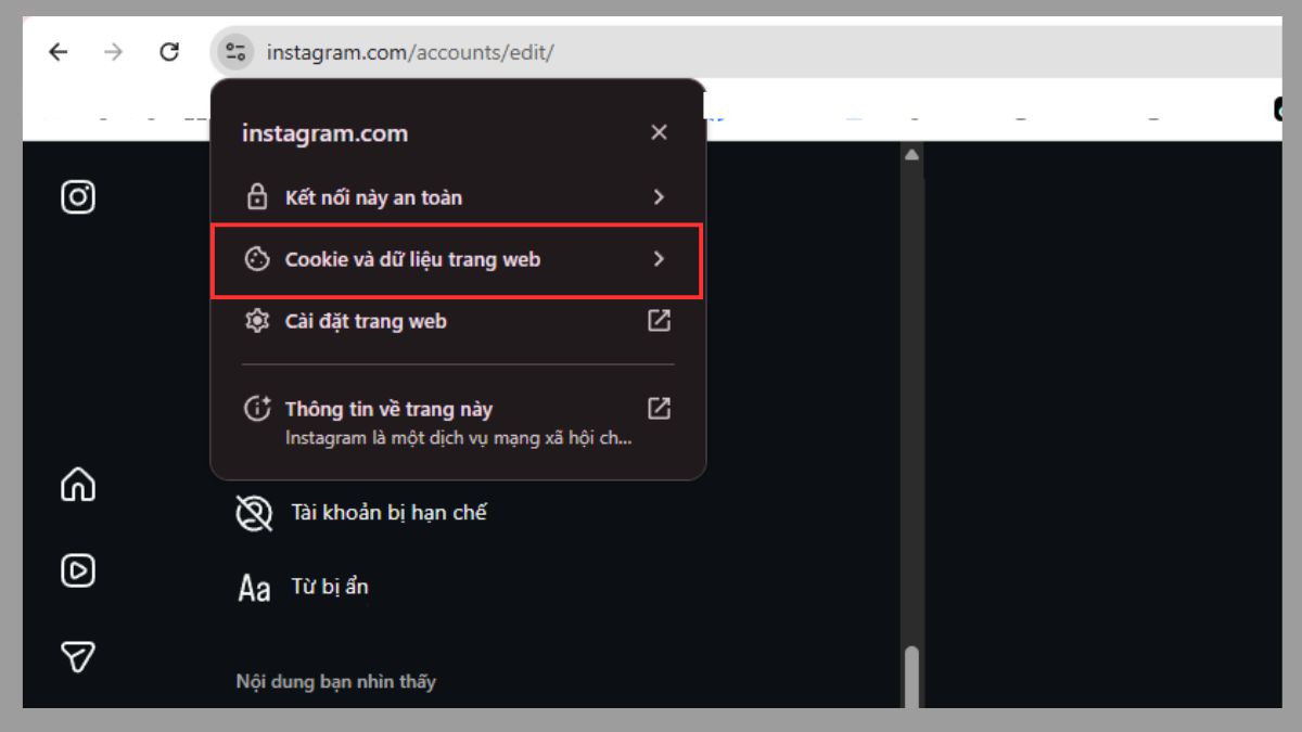 Xóa bộ nhớ cache Instagram trên máy tính - bước 2
