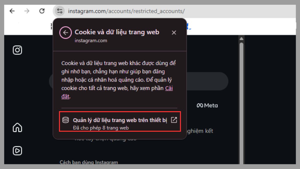 Xóa bộ nhớ cache Instagram trên máy tính - bước 3