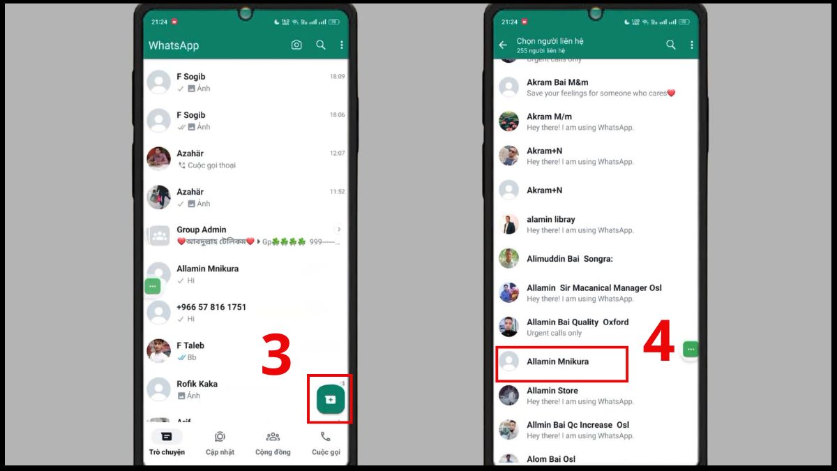 Cách xóa liên hệ trên WhatsApp trên Android - bước 2