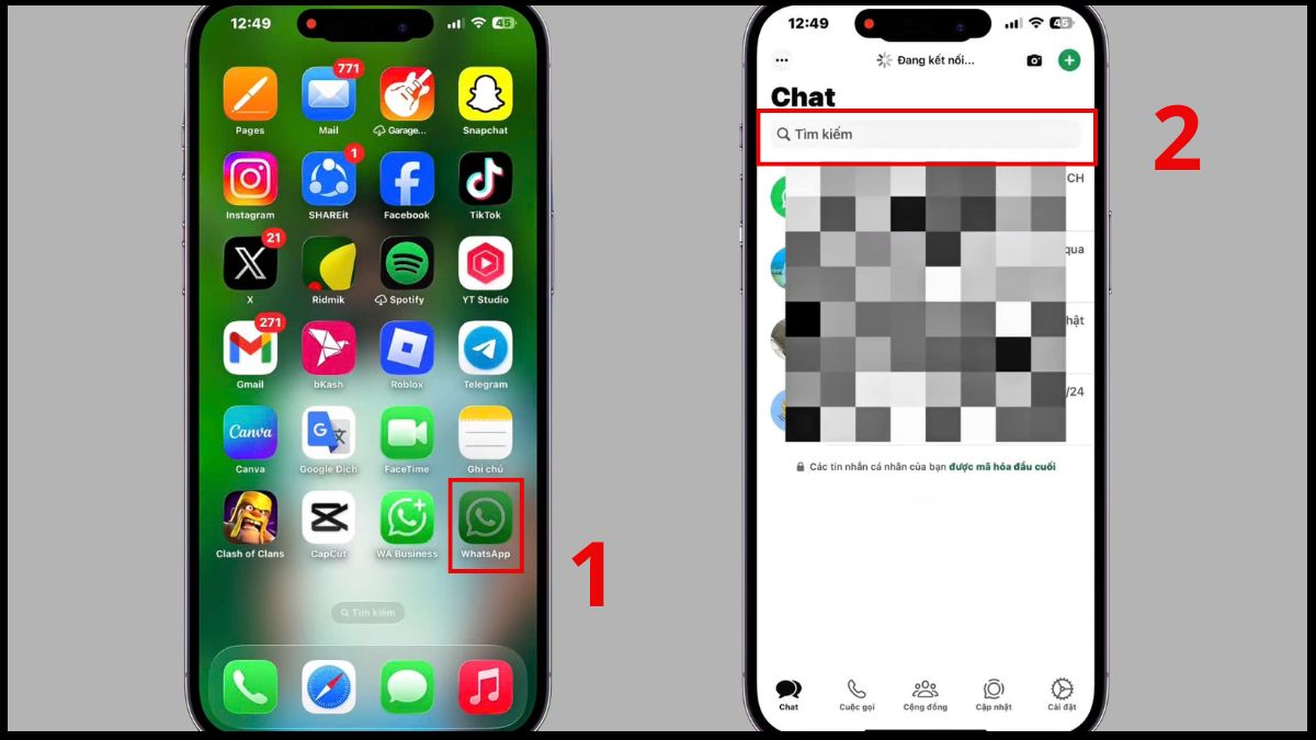 Cách xóa liên hệ trên WhatsApp trên iOS - bước 1