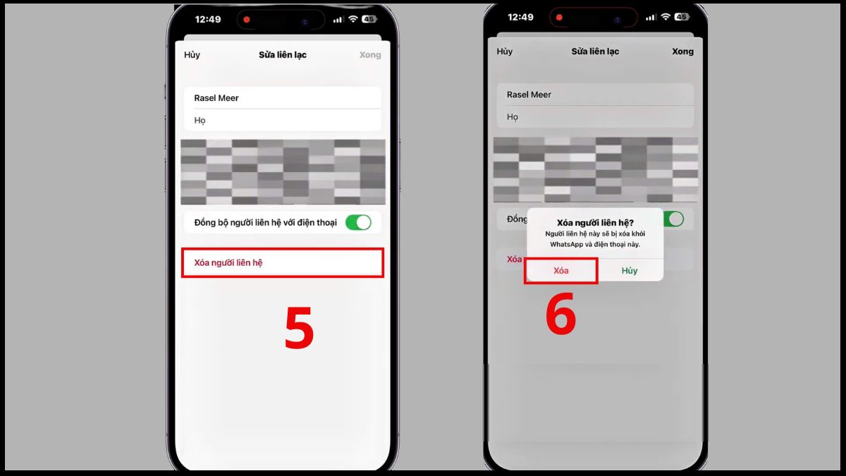 Cách xóa liên hệ trên WhatsApp trên iOS - bước 3