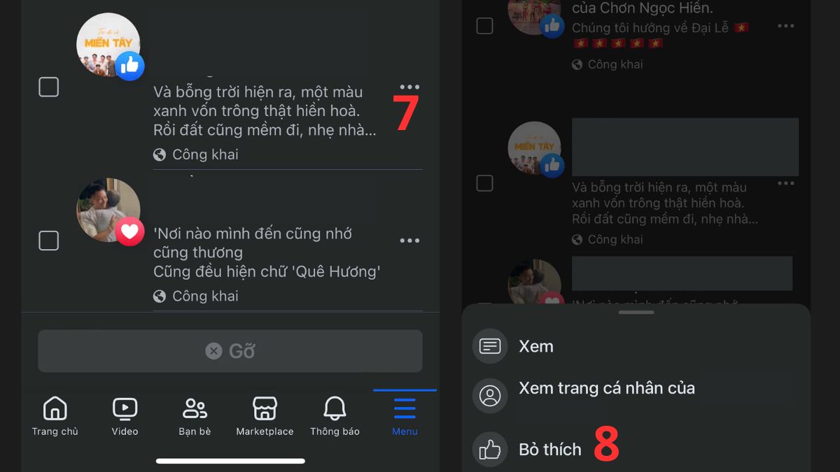 Cách xóa like trên Facebook bằng điện thoại - bước 5