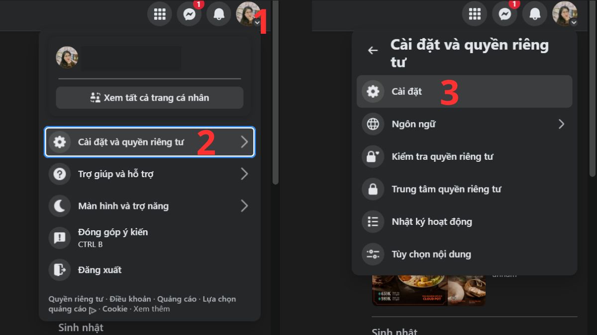 Cách xóa like trên Facebook bằng máy tính - bước 1