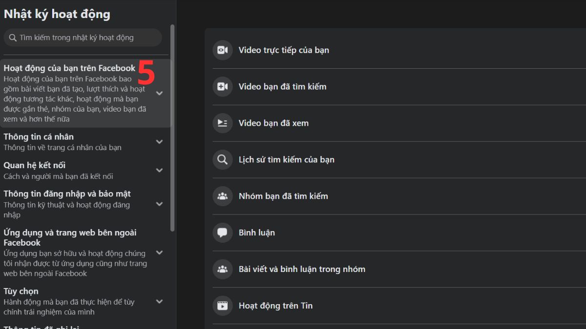 Cách xóa like trên Facebook bằng máy tính - bước 3